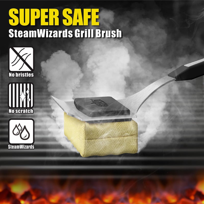 GRILLART Grill Brush Bristle Free. Upgraded BBQ Replaceable Cleaning Head  Seamless-Fitting Scraper Tools for Cast Iron/Stainless-Steel Grates Griddle  Safe Barbecue Grill Cleaner-Black - Image 2